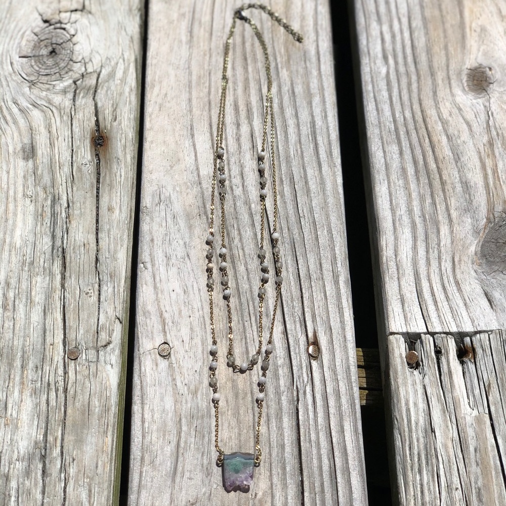 ⭐️2/15⭐️ Multi Tiered beaded Necklace with stone